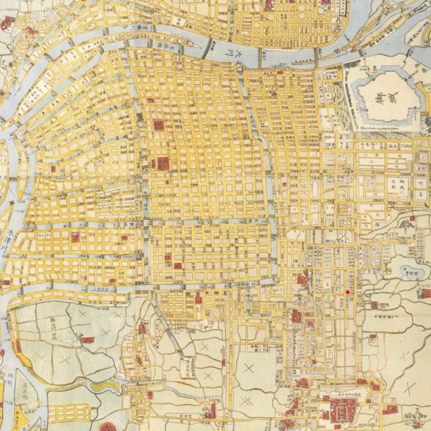 現在の稲田金網本社ビルが建てられる（昭和43年）100年前の周辺地図(文久3年・1863年)